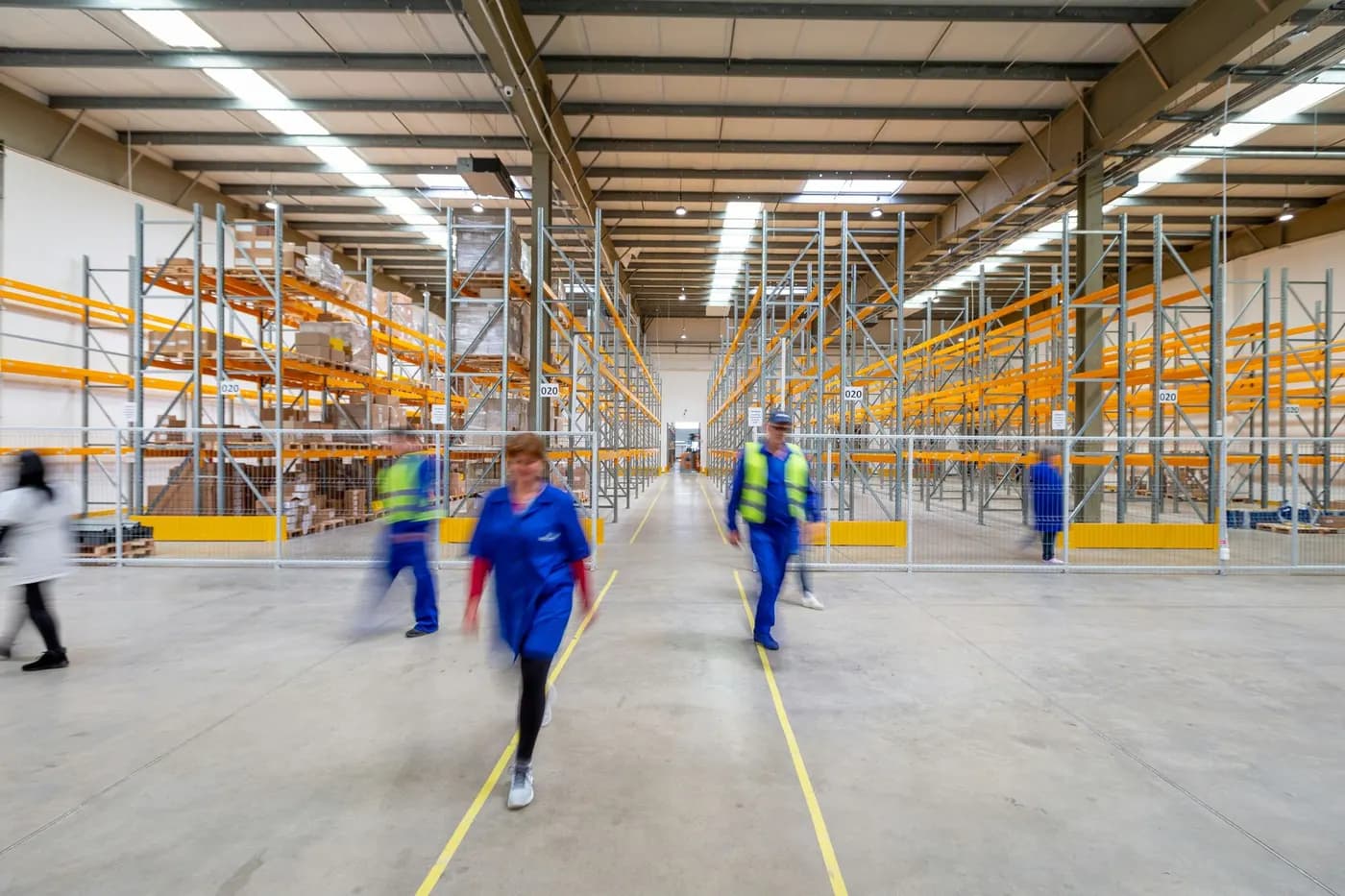 Allée de stockage de l’entrepôt en activité