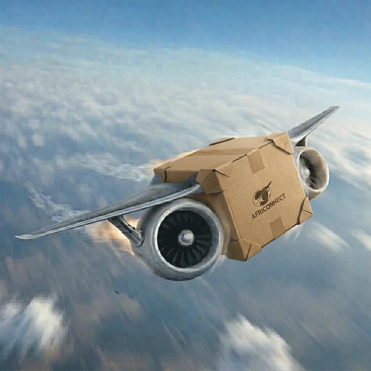 Colis Africonnect propulsé par un réacteur, illustration du fret express